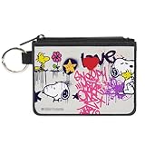 Buckle-Down Peanuts Wallet, Coin Purse, Peanuts Snoopy and Woodstock Graffiti Collage Multi Color, Canvas