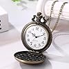 JewelryWe Vintage Skull Pocket Watch: Men Women Bronze Embossment Anime Quartz Analog Fob Hunter Case Watch with 30 in Chain #2