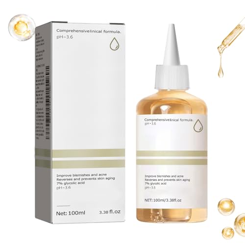 Glycolic Acid 7% Toning Solution, Ácido Glicólico 7% Tónico para Rostro, Glycolic Acid, Solución Tonificante Exfoliante, Hidratante, Reduce los Poros, Adecuado para Todo Tipo de Piel,100M L