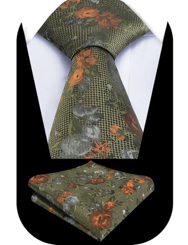 Image of Alizeal Mens 3.15'' Colorful Flower Pattern and handkerchief Necktie Set