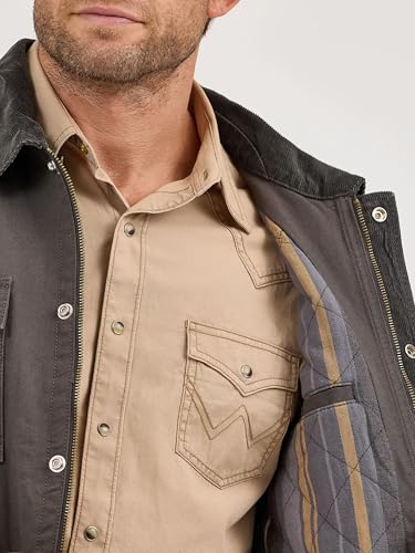 Wrangler Men's Western Lined Zip Barn Coat Brown XXL4