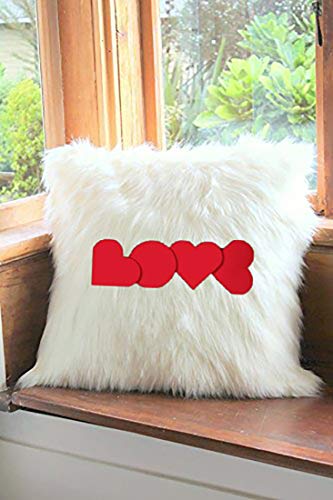 Image of Best Gifts for Birthday /Valentine's Day /Give Thanks with A Grateful Heart Love Quote - Square Shape Fur Throw Pillow Cushion - Home Sofa Decorative 16 X 16 inches (White)