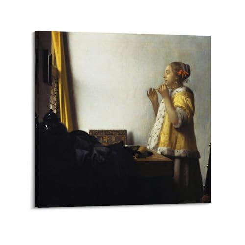 Johannes Vermeer affiche d'art femme avec collier toile déco maison