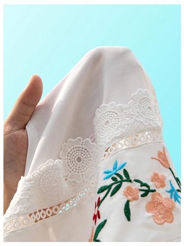 Floerns Women's Floral Embroidery Lace Trim Blouse Mock Neck Sleeveless Holiday Crop Tops4