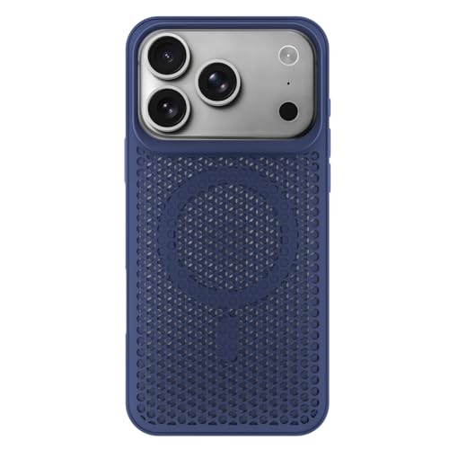 Image of Outlouders Back Cover for iPhone 17 Pro Max | Honeycomb Cooling Design | Silicone Heat Dissipation | Mag-Safe Compatible | Shockproof Camera Protection Bumper Case (Blue Mag-Safe)
