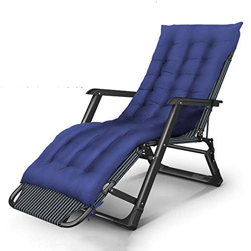 Sillas para exteriores y sillón reclinable plegable azul con cojín de algodón perlado grueso 1