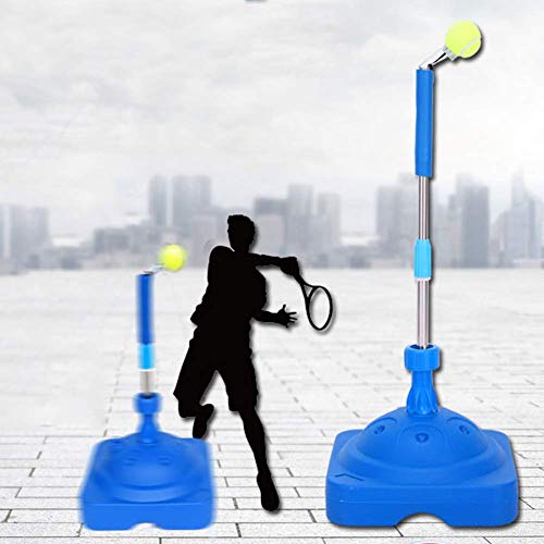 AKOZLIN Tennis Equipment,Tennis Ball Trainer,Practice Training Tool Sport Exercise,Tennis Base with A Retractable Iron and Tennis Rebound Player with Trainer Baseboard + 2 Training Ball