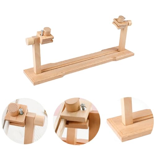 Aro de bordado giratorio regulable para punto de cruz y bastidor rectangular de madera 4
