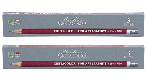 CRETACOLOR Cleos Fine Art Graphite 9H Set of 3 Pencils (Pack of 2)