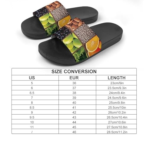 Squares of Fruits and Vegetables Eating Non Slip Slides Sandals for Women Men Quick Drying Shower Shoes for Bathroom Pool Beach2