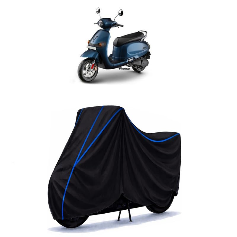 Image of Scooty Cover Water Resistant for e-Bike Mihos | Universal Scooter & Bike Cover | Heavy Duty UV Dust, Rain & Scratch Protection Weather Indoor Outdoor | Black with Blue Piping
