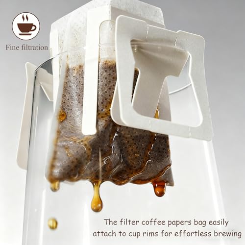 NVWA KIRO100Pcs Disposable Coffee Bags, Coffee Filters with Hanging Ear for Most Cups, Home, Office, Travel, Camping. Portable Drip Coffee is Disposable After Use, Convenient for Cleaning (White) - Image 3
