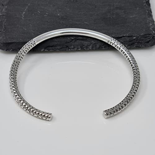 VN Jewelry Men's Solid Sterling Silver Bangle Bracelet - Adjustable Size Silver Bracelet for Men by VN Jewelry - Image 5