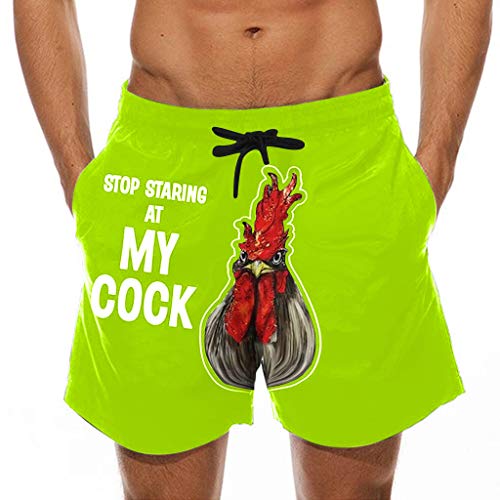 Men's Linen Casual Classic Fit Short Summer Beach Shorts Surf Barracuda Swim Trunks Quick Dry Shorts with Pockets (Green, US:34/Waist:37.01'')