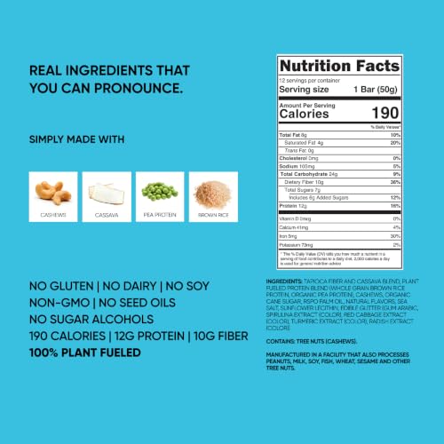 Image of TRUBAR Vegan Protein Bar, Shake it Bake it Birthday Cake it, Gluten Free, Plant Based Protein, Dairy Free, Non GMO, Soy Free, No Sugar Alcohols, 12G Protein, 12G Fiber, 23G Carb, Snack Bars, 12ct