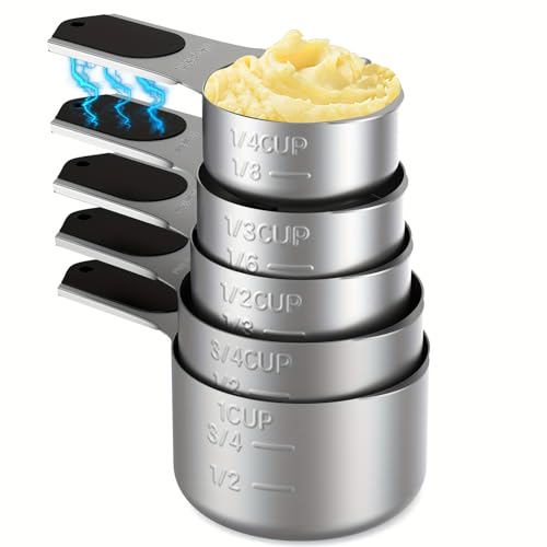 Juego de 5 Vasos Medidores Magnéticos de Acero Inoxidable miniatura 1