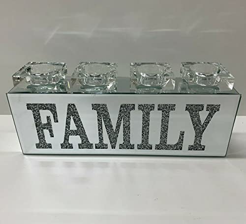 Biznest Silver Sparkle Ornament Bling Crushed Diamond Family Clear Glass Tea Light Candle Holder Stand For Home Garden Wall Dining Table Home Decor