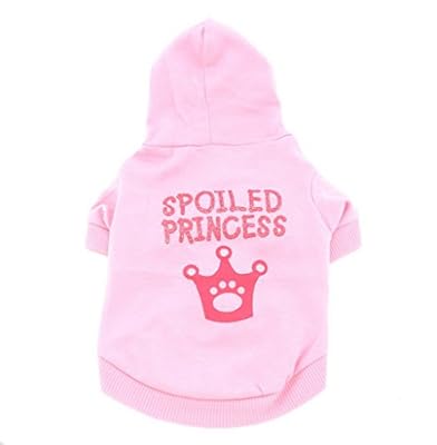 SMALLLEE_LUCKY_STORE Small Dog Spoiled Hoodie Chihuahua Clothes for Girls Crown Puppy Tee T shirt for Cat Yorkshire Toy Poodle Pink M