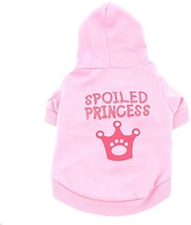 SMALLLEE_LUCKY_STORE Small Dog Spoiled Hoodie Chihuahua Clothes for Girls Crown Puppy Tee T shirt for Cat Yorkshire Toy Poodle Pink XS