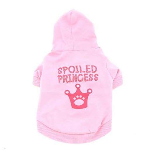 SMALLLEE_LUCKY_STORE Perro pequeño Ropa Camisas Sudadera Niñas Corona Cachorro Camiseta con Capucha Ropa Gato Yorkshire Toy caniche Chihuahua Rosa