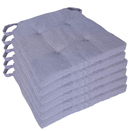 diMio Stuhlkissen -Trend- 42/35x40x5cm im 6er Pack - Moderne Sitzkissen (6 Kissen, Grau)