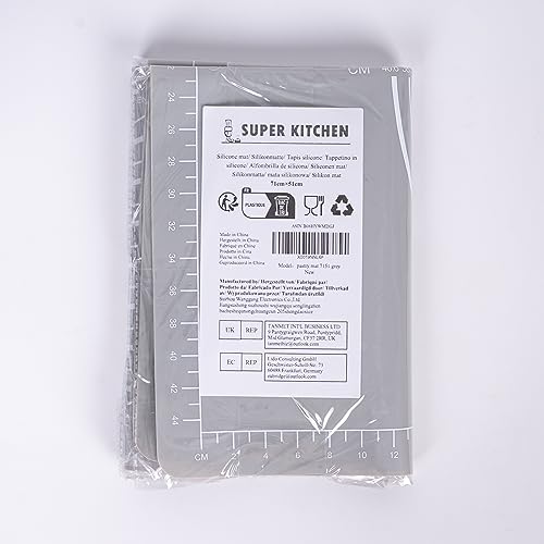 Extra Large Thick Non-Stick Silicone Baking Pastry Mat with Dough Scraper, Non-Slip Fondant Rolling Kneading Board, BPA Free, Epoxy Resin Crafts Jewelry Casting Mould Mat (71x51cm, Grey) - Image 8