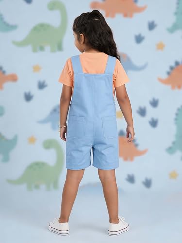 Image of KiddoPanti Unisex Denim Cargo Dungaree Shorts | 69.1% Cotton 29% Spun Poly 1.9% Spandex | Above Knee Length | Soft Breathable Summer Dungaree