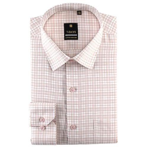 Image of 7-DAYS Men's Premium Checks Formal Shirt - Cotton Rich, Regular Fit, Full Sleeve, with Pocket, Wrinkle Resistant - Stylish Office & Everyday Wear.