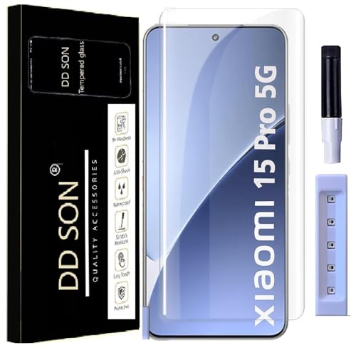 Image of DD SON Advanced UV Tempered Glass Screen Protector Compatible For Xiaomi 15 Pro 5G (6.73 Inch, Pack of 1) Full Adhesive UV Curved Case Friendly HD Clarity with easy installation kit for Smartphone