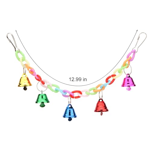 Image of Hypeety Parrot Chew Toys Swing Colorful Bells Chandelier Bird Hanging Toy Parrot Cage Craft Toys Cages African Grey Conure Cockatiel Swing Bell