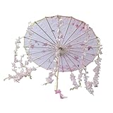 Qialexicon 中国と日本の油紙傘と花の房、ダンス小道具, ピンク