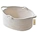 Yiuswoy Panier de Rangement Oval en Corde de Coton Boîte de Rangement Tressé Naturel pour Bébé, Rangement Jouets, Vêtements, Maquillage, 35 x 23 x 17 cm - Blanc