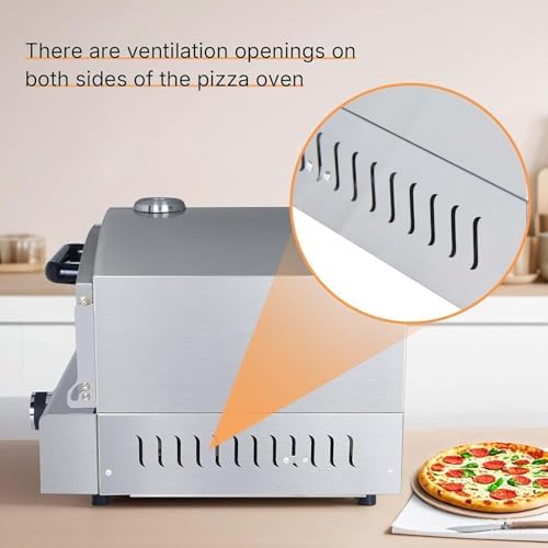 12 Inch Pizza Maker Oven External Thermometer | Removable Pizza Stone | Visual Baking Window | 360° Even Heating System | 360° Upper/Lower Heating Tubes