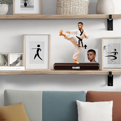 Custom Taekwondo Figure Display with Personalized Photo and Name - Unique Acrylic 2D Printed Martial Arts Ornaments for Enthusiasts and Coaches - Image 4