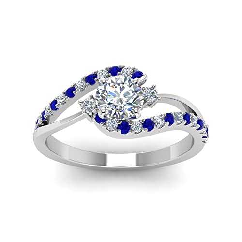 Choose Your Gemstone Swirl 3 Stone Diamond CZ Engagement Ring 925 Sterling Silver Round Shape Side Stone Engagement Rings for Women, Girls and Ladies US Size 4 to 122