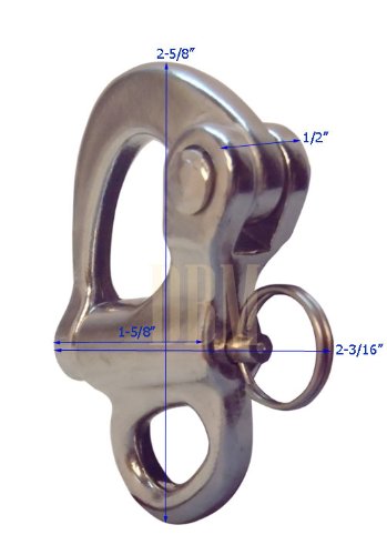 Stainless Steel 316 Fixed Eye Snap Shackle 2-5/8