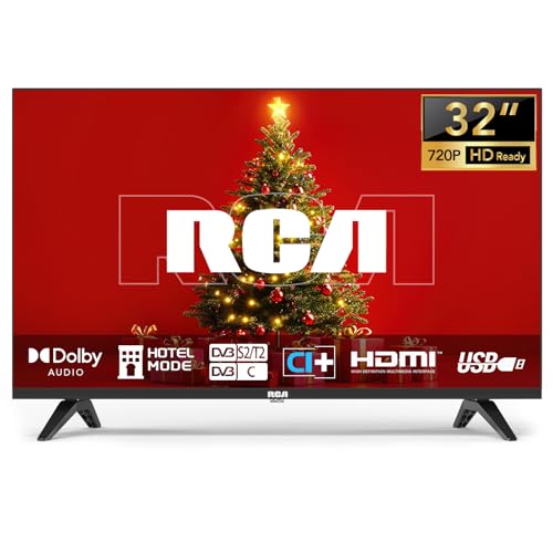 RCA Televisori 32 Pollici (80cm) LED HD Ready Triplo sintonizzatore (DVB-T/T2-C-S/S2) HDMI USB CI/CI+ modalità hotel, lettore multimediale USB