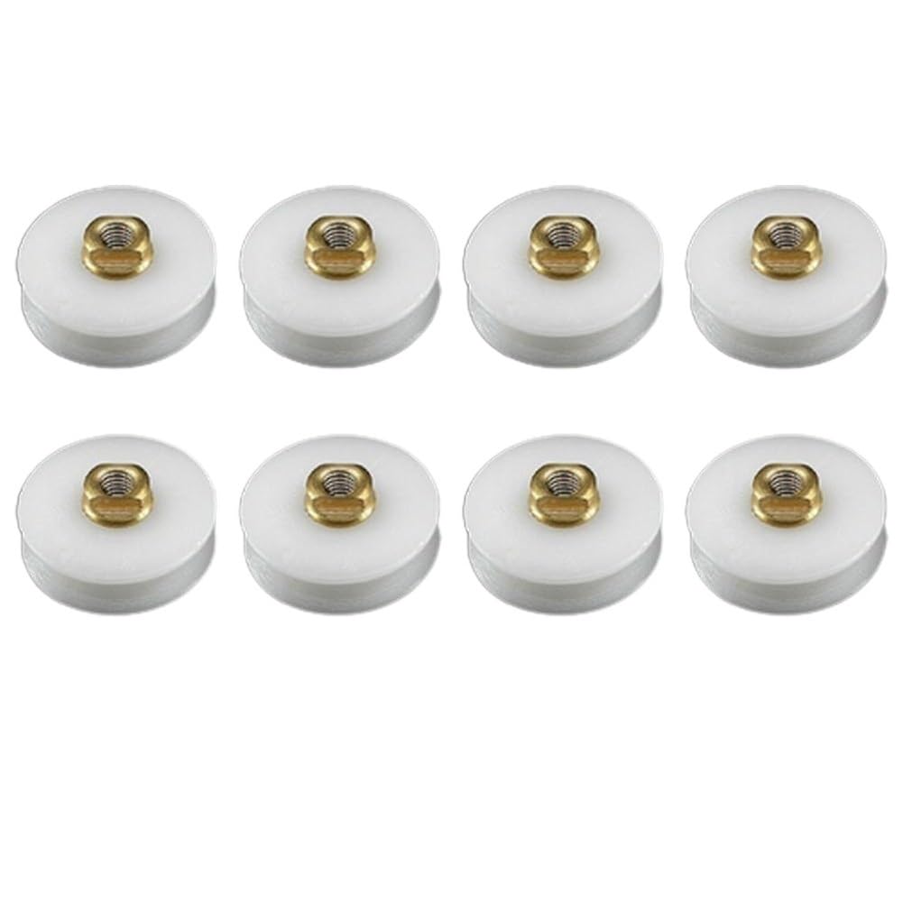 Shower Door Rollers 8Pcs Shower Room Pulley Bathroom Sliding Glass Door Wheels Nylon Copper Roller Rollers Replace with Screws 22.5mm