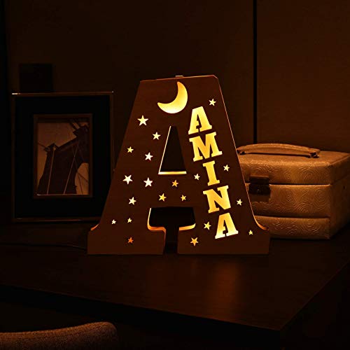 Name-Specific Wooden lamp Personalized Wood Letter Wall Light & Custom Sign Letters Wooden for Kids Room Wooden Children… - Image 4