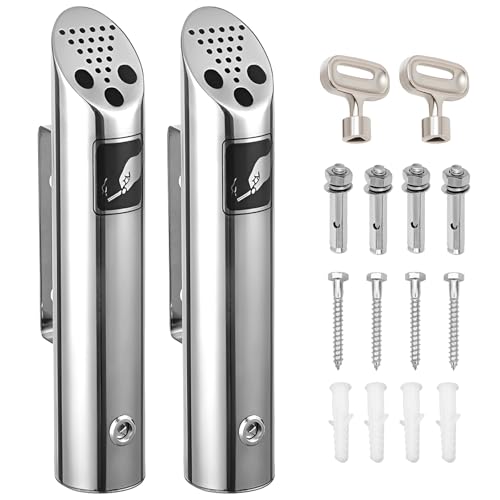 2 ceniceros de pared para exteriores, de acero inoxidable, con