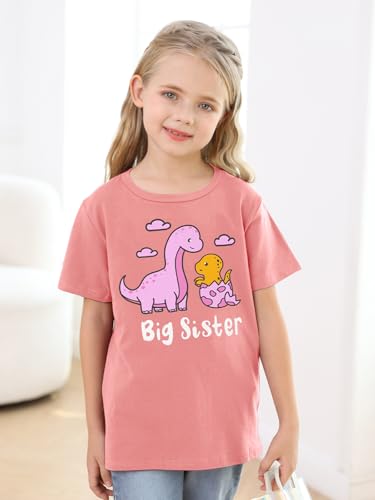 Image of Funnycokid Big Sister Shirts for Girls Pregnancy Announcement Toddler Promoted to T-Shirt 1-7 Years