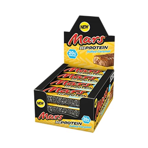 Mars Hi Protein Salted Caramel Bar (12 x 59g) - High Protein Energy Snack with Salted Caramel Nougat and Real Milk Chocolate - Contains 20g Protein