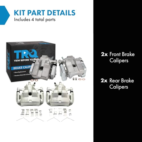 Image of TRQ Front and Rear Brake Caliper Set Zinc Coated Brackets Hardware Compatible with 2012 Toyota Avalon