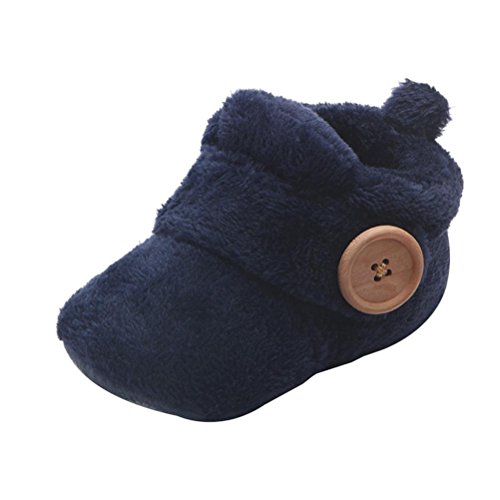 Cozie Fleece Booties, Newborn Infant Unisex Round Toe Flats Toddler First Walkers Soft Slippers Blue