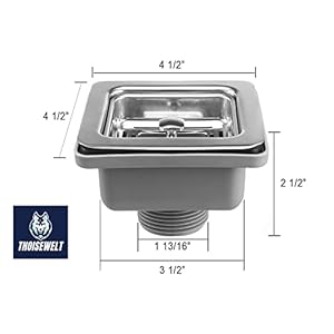 THOISEWELT® AISI 304" Stainless Steel Heavy Body Kitchen Sink Wash Basin West Coupling Square Drainer Strainer Made In India 4 x 4 In - 1 THOISEWELT® AISI 304" Stainless Steel Heavy Body Kitchen Sink Wash Basin West Coupling Square Drainer Strainer Made In India 4 x 4 In - 1