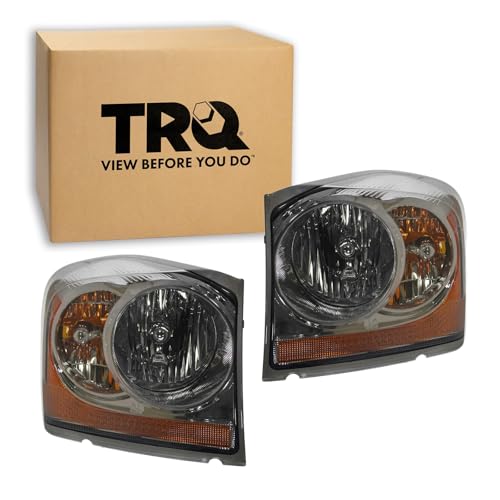 Image of TRQ Headlight Assembly Set CH2502147 CH2503147 Compatible with 2004-2005 Dodge Durango