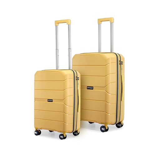 Image of Provogue Cascade Hard-Sided PP Trolley Bag Set of 2 | Expandable Space with 8 Wheels Trolley Bags for Travel | Lightweight with Combination Lock | 5 Year Warranty (Golden Yellow)