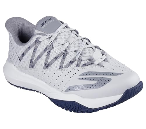 Skechers Men's Viper Court Rally Pickleball Sneaker, Grey/Navy, 11