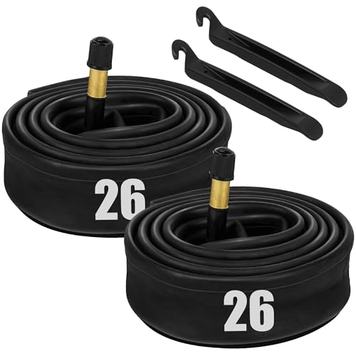 LotFancy 26 Inch Bike Tube, 26 x 1.75/1.95/2.125 inch Bicycle Tube, 32mm Schrader Valve, Pack of 2, Plus 2 Nylon Plastic Tire Levers -  10C-1737-U