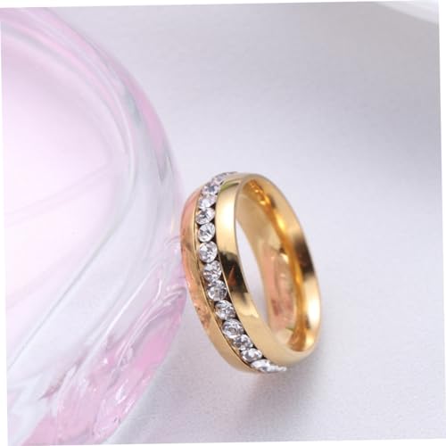 DEARMAMY Anillo de Compromiso Dorado con Cristales Anillo Sencillo y Elegante para Boda Joyería Inoxidable para Mujer - imagen 6